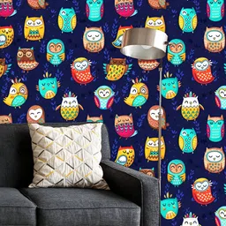 ArtzFolio Printed UV-Resistant Anti-Bacterial Colorful Indian Owls Peel & Stick Wallpaper-image-91