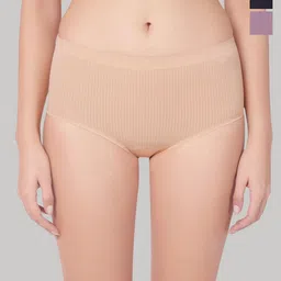PLUMBURY Pack Of 3 Basic Seamless BriefsPL-PANTY-6251-BL/BG/BRN-M-image-18