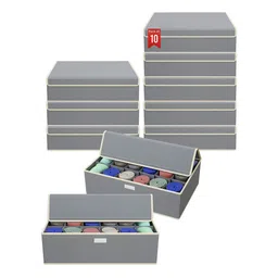 Kuber Industries Grey & White Set of 10 Foldable Socks Organisers for Wardrobe-24