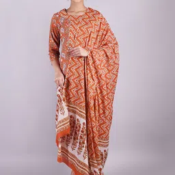 Indiwest Women Floral Printed Pure Cotton Kurta with Palazzos & With Dupatta Kurta Sets-image-48