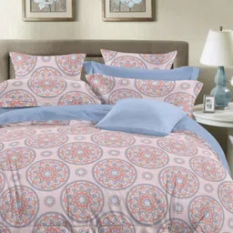 Bedbathandbliss Peach-Coloured 300 TC Bedsheet with 2 Pillow Covers-22