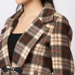 Navsha Checked Single-Breasted Overcoat image 2