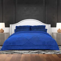 Myntra Elegant Homes Comforters Blue Geometric 300 GSM Reversible Double Bed Comforter-image-57