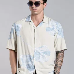 PAUL STREET Tropivo Floral Printed Cuban Collar Comfort Boxy Casual Shirt-picture-47