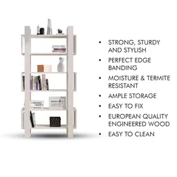HEXA RED White Moisture & Termite Resistant Free Standing Book Shelf image 4