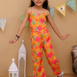 Superminis Girls Printed Shoulder Straps Top With Trousers-image-40