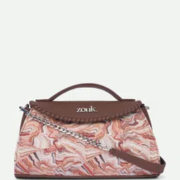 ZOUK Saisha Nicobar Coral Abstract Textured Structured Jute Sling Bag-41