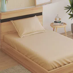 Home Centre Juniper Beige Striped Single Bedsheet Set 2.18m x 1.52 m-image-67