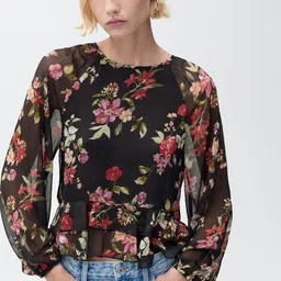 MANGO Floral Print Extended Sleeves Ruffles Top-picture-31