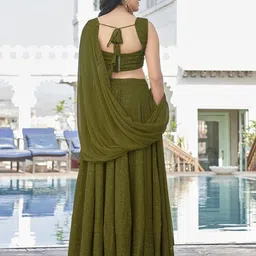 KALINI Embroidered Sequinned Semi-Stitched Lehenga & Unstitched Blouse With Dupatta image 4