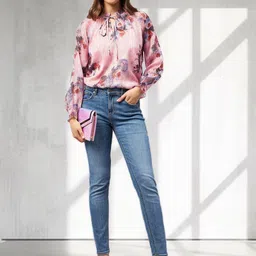 all about you Women Floral Printed Tie-Up Neck Top-image-93