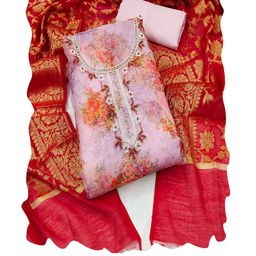 ASISA Embroidered Organza Unstitched Dress Material-image-66