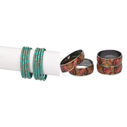 SOMIL Set Of 12 Artificial Stones Glass Bangles-picture-18
