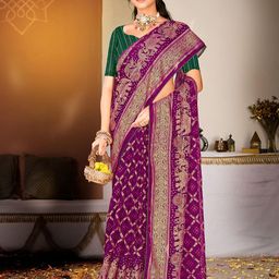 Reboot Fashions Embellished Silk Blend Handloom Bhagalpuri Saree-picture-31