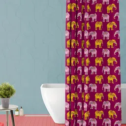 ArtzFolio Pink & Yellow Printed Waterproof Shower Curtain-11