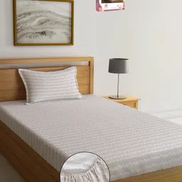 Myntra Elegant Homes Beige Chevron Printed 300 TC Single Bedsheet Set 2.20 m x 1.50 m-image-10