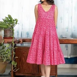 Fashion2wear Women's Floral Printed Fit & Flare Knee Length Dresses-image-58