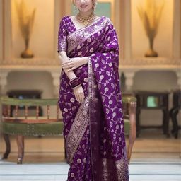 BerMondsey Woven Design Zari Silk Blend Banarasi Saree-picture-22