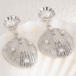 StyleCast x Revolte Silver Plated Pearls Beaded Contemporary Drop Earrings-11