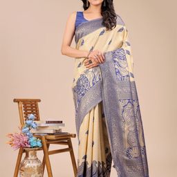 Astita Woven Design Zari Silk Blend Banarasi Saree-image-42