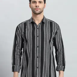 ELIXORIA Men Regular Fit Vertical Striped Casual Shirt-image-76
