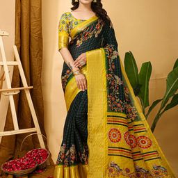DIVASTRI Ethnic Motifs Printed Zari Banarasi Saree-38