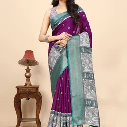 J 6 DESIGNER Ethnic Motifs Woven Design Bandhani Zari Saree With Blouse Piece-picture-14