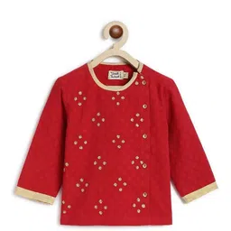 Tiber Taber Boys Floral Embroidered Regular Pure Cotton Kurta With Dhoti Pants-image-84
