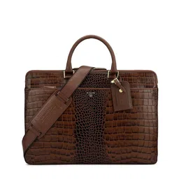 Da Milano Men Textured Leather Laptop Bag-30