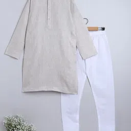 Little Clothings Boys Regular Linen Kurta with Churidar-image-88