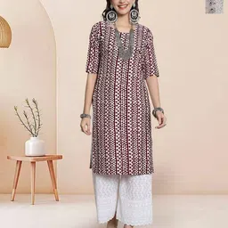 7Threads Selection Of 2 Geometric Printed Round Neck Straight Kurtas-0