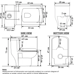plantex Ceramic Commode for Toilet/Western Commode/One Piece Commode with Soft Closing Toilet Seat - S Trap (APS-Crisil-9-S) Western Commode image 4