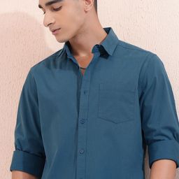 KETCH Men Cutaway Collar Solid Cotton Slim Fit Casual Shirt-image-23