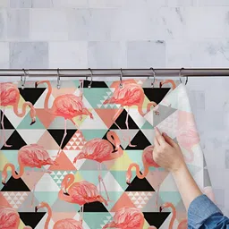 ArtzFolio White and Black Geometric Printed Waterproof Shower Curtain-89
