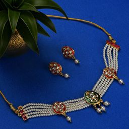 Jazz and Sizzle Gold-Plated Kundan Stone-Studded & Beaded Jewellery Set-54