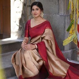 HERE&NOW Woven Design Zari Pure Silk Banarasi Saree-51