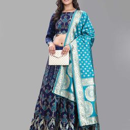 DIVASTRI Printed Semi-Stitched Lehenga & Unstitched Blouse With Dupatta image 4