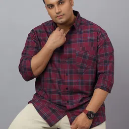 NEON CHILLIE Checked Spread Collar Cotton Casual Shirt-image-35