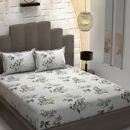 Banchmark Home Furnishings Off White Floral 200 TC King Bedsheet Set 1.83 m x 1.98 m-image-73