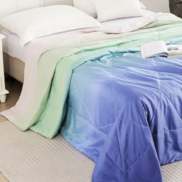 Story@home Blue & Green Microfiber Mild Winter 233 GSM Double Bed Comforter-image-64