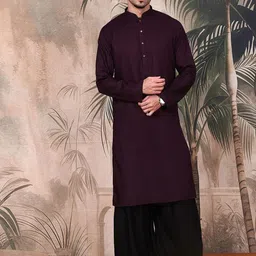Sangria Men Textured Pattern Stylish Cotton Kurta-37