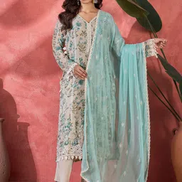 Sangria Women Floral Printed Kurta with Trousers & Dupatta-image-31