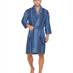 RANGOLI Pinstripe Pure Cotton 450 GSM Bath Robe-image-55