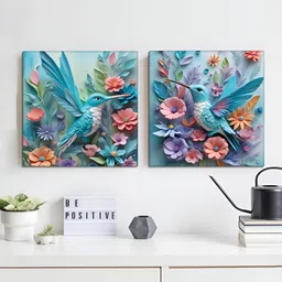 RANDOM Blue & Purple 2 Piece Floral and Botanical Canvas Wall Paintings-image-35