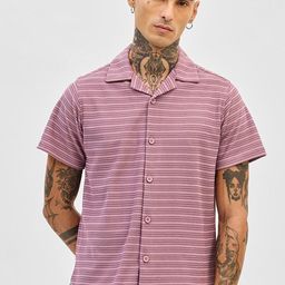 Snitch Men Relaxed Boxy Horizontal Stripes Opaque Striped Casual Shirt-image-70