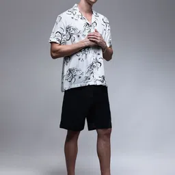 Paper Cut Oversized Printed Spread Collar Casual Shirt-picture-42