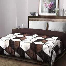KLOTTHE White & Brown Woolen 950 GSM Heavy Winter Double Bed Quilt-image-23