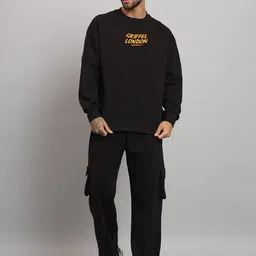 GRIFFEL Men Mid Rise Solid Cotton Tracksuits-picture-14