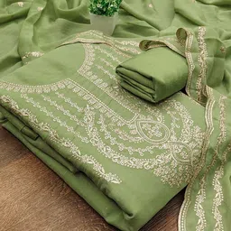 HERE&NOW Embroidered Silk Georgette Unstitched Dress Material-picture-23