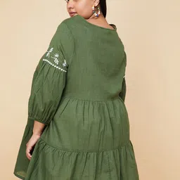 max Plus Size Tie Up Neck Cuffed Sleeves Tunic image 3